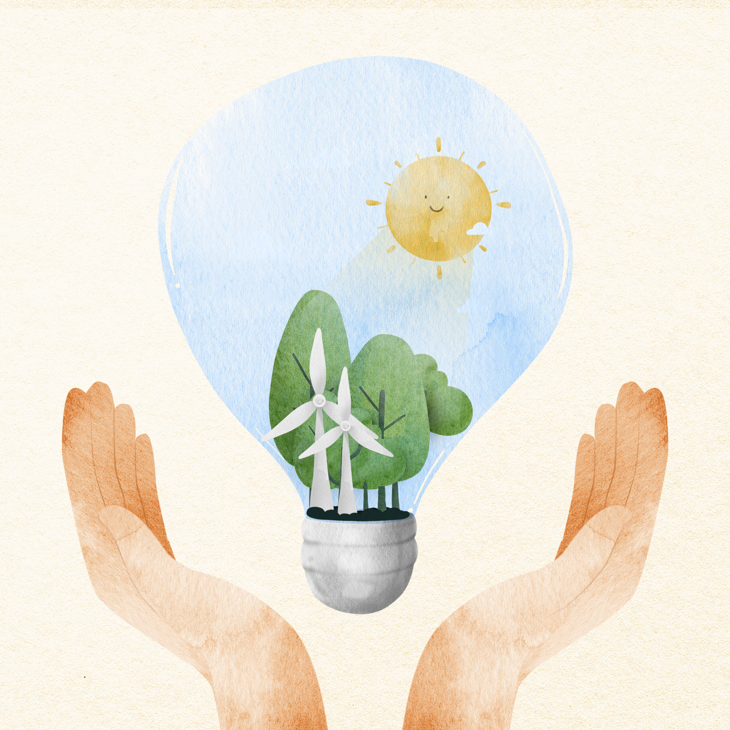 Hand supporting saving energy idea design element